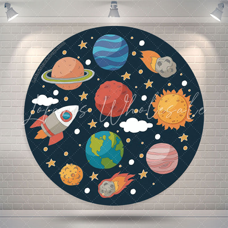 Lofaris Solar System Planet Space Birthday Round Backdrop