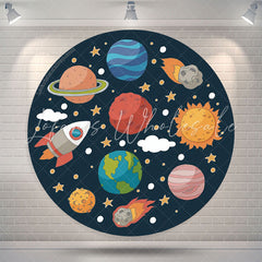 Lofaris Solar System Planet Space Birthday Round Backdrop
