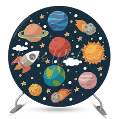 Lofaris Solar System Planet Space Birthday Round Backdrop