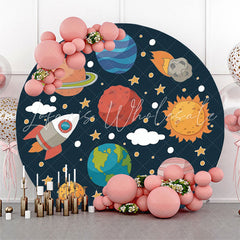Lofaris Solar System Planet Space Birthday Round Backdrop