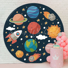 Lofaris Solar System Planet Space Birthday Round Backdrop