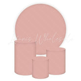 Solid Pink Themed Round Backdrop and Cylinders Kit for Events