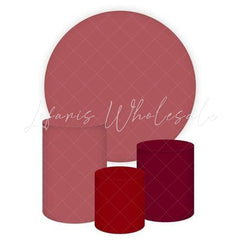 Solid Red Pink Themed Round Backdrop and Cylinders Kit for Parties