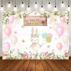 Lofaris Some Bunny Is Turning One Pink 1st Birthday Backdrop