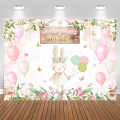 Lofaris Some Bunny Is Turning One Pink 1st Birthday Backdrop