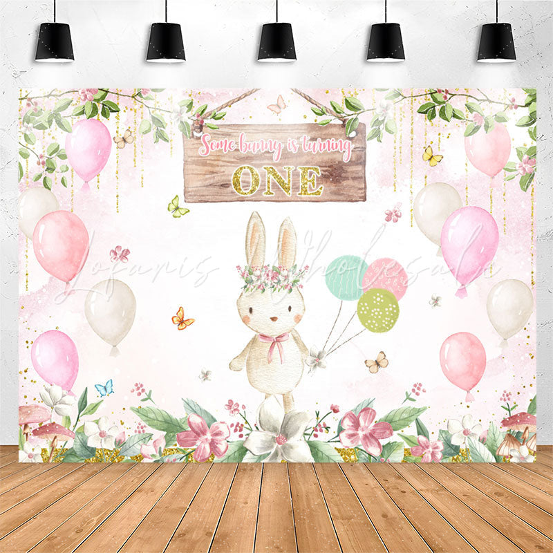 Lofaris Some Bunny Is Turning One Pink 1st Birthday Backdrop