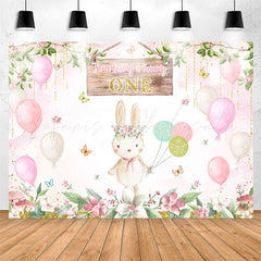 Lofaris Some Bunny Is Turning One Pink 1st Birthday Backdrop