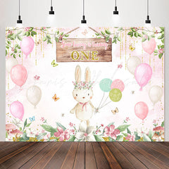 Lofaris Some Bunny Is Turning One Pink 1st Birthday Backdrop