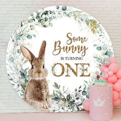 Lofaris Some Bunny Is Turning One Round Birthday Backdrop