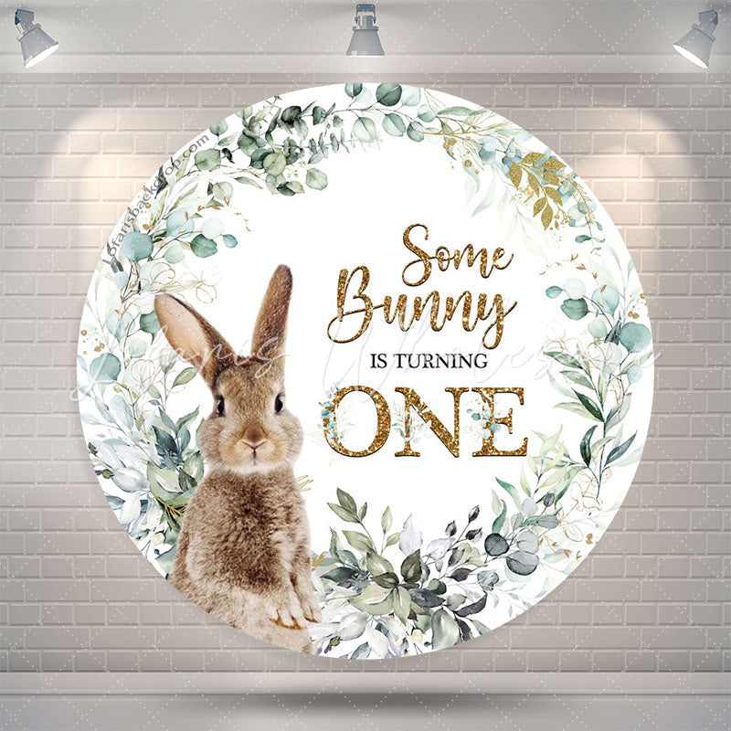 Lofaris Some Bunny Is Turning One Round Birthday Backdrop