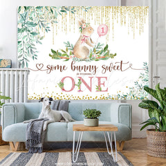 Lofaris Some Bunny Sweet Is One Happy Birthday Backdrop