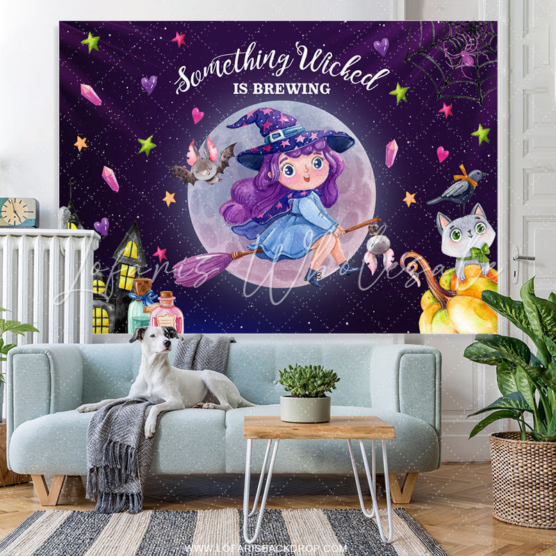 Lofaris Something Wicked Is Brewing Halloween Baby Shower Backdrop