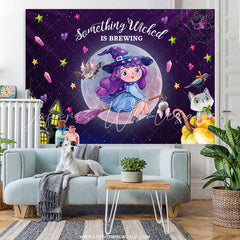 Lofaris Something Wicked Is Brewing Halloween Baby Shower Backdrop