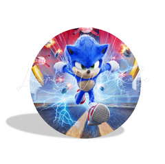 Sonic Birthday Party Round Backdrop Cover Plinth Cylinder Pedestal Cover