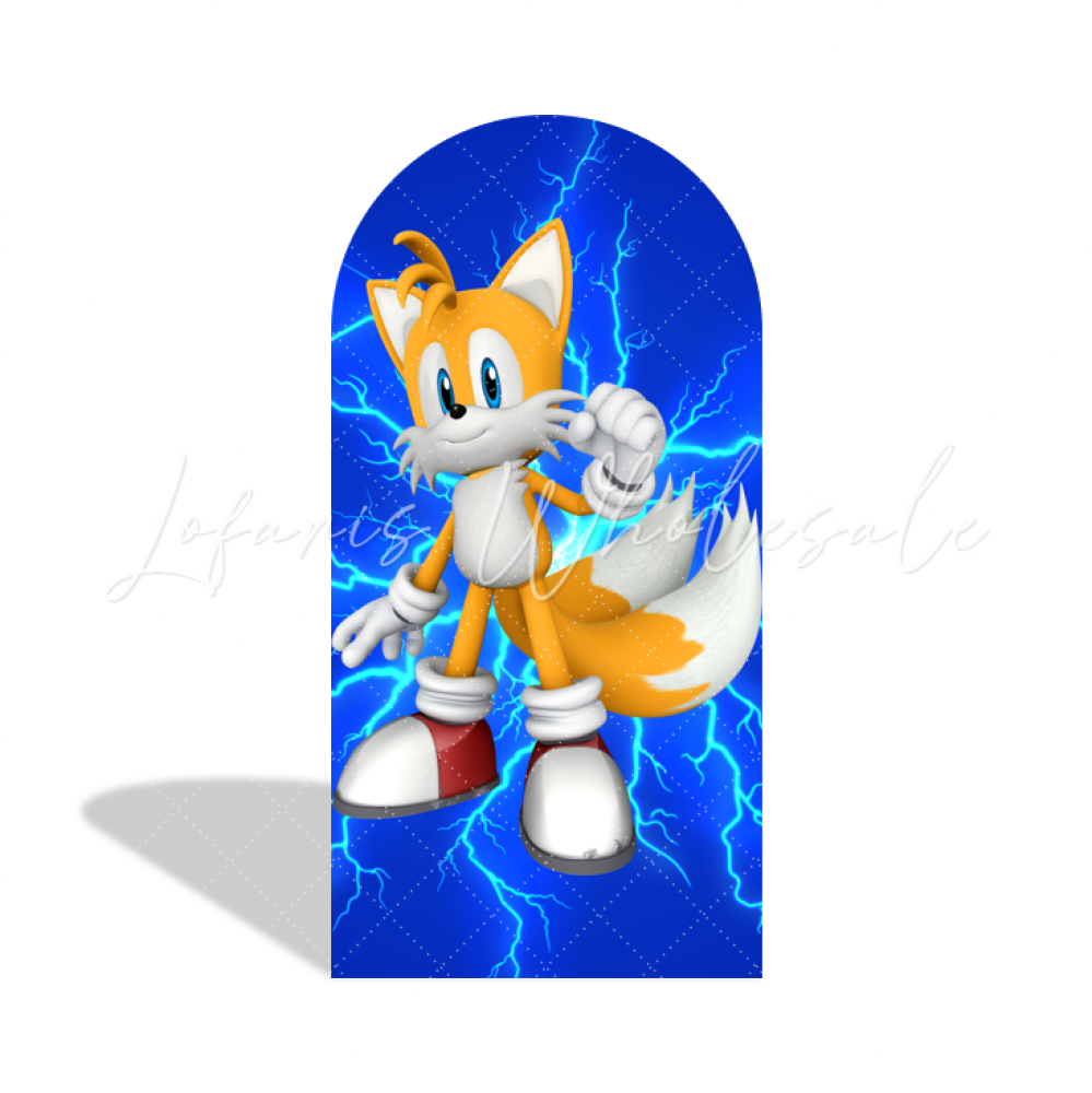 Sonic Cartoon Happy Birthday Party Arch Backdrop Wall Cloth Cover