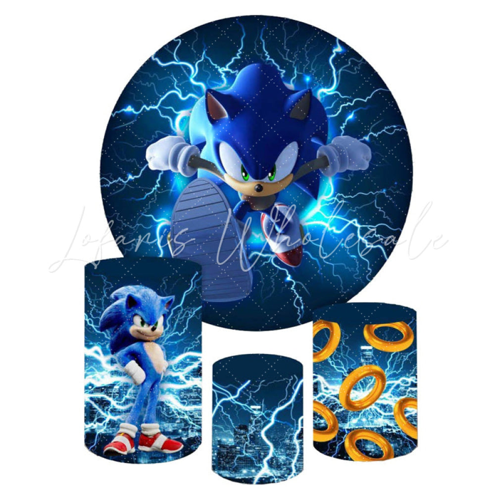 Sonic Round Backdrop and Cylinder Kit for Parties