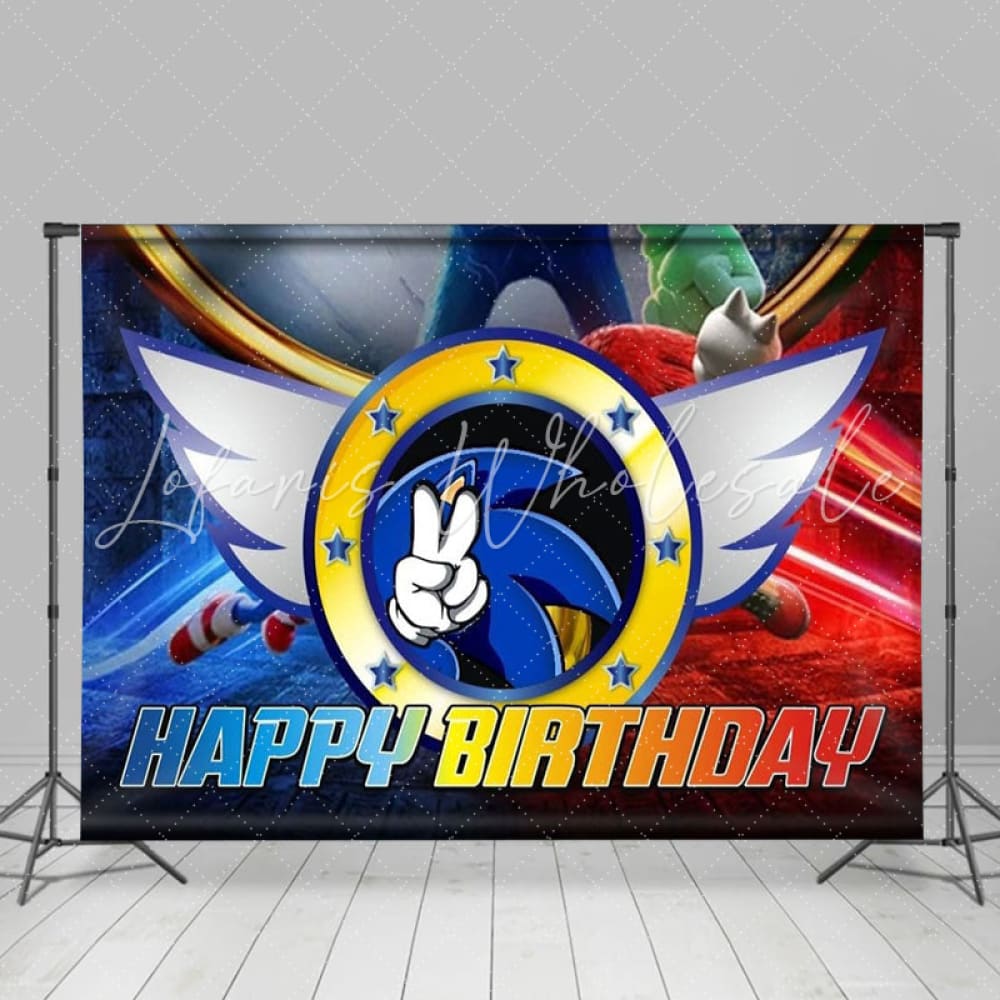 Sonic The Hedgedog Angel Wing Happy Birthday Backdrop For Boys