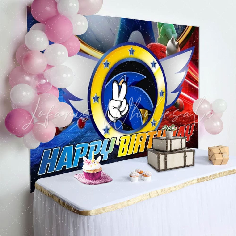 Sonic The Hedgedog Angel Wing Happy Birthday Backdrop For Boys