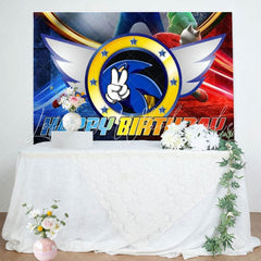Sonic The Hedgedog Angel Wing Happy Birthday Backdrop For Boys