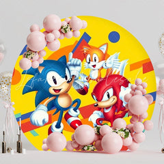 Sonic The Hedgehog Speed Round Backdrop For Gaming Party