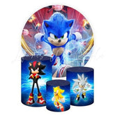 Sonic Themed Round Backdrop and Cylinders Kit for Parties