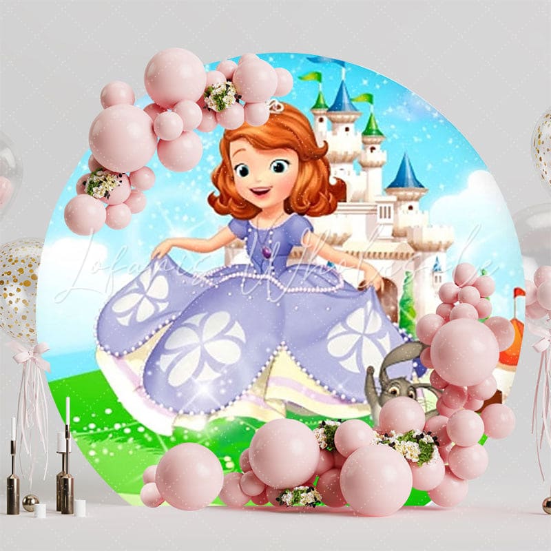 Sophia The Princess Fantasy Round Backdrop For Birthday Party