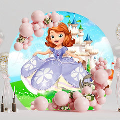Sophia The Princess Fantasy Round Backdrop For Birthday Party