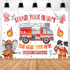 Lofaris Sound Your Alarm Fire Fighting Style Birthday Backdrop