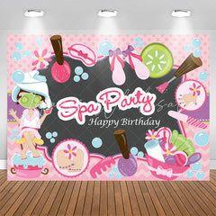 Lofaris Spa Party Pink Happy Birthday Backdrop For Girl