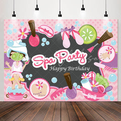 Lofaris Spa Party Pink Happy Birthday Backdrop For Girl