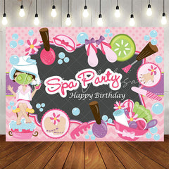 Lofaris Spa Party Pink Happy Birthday Backdrop For Girl