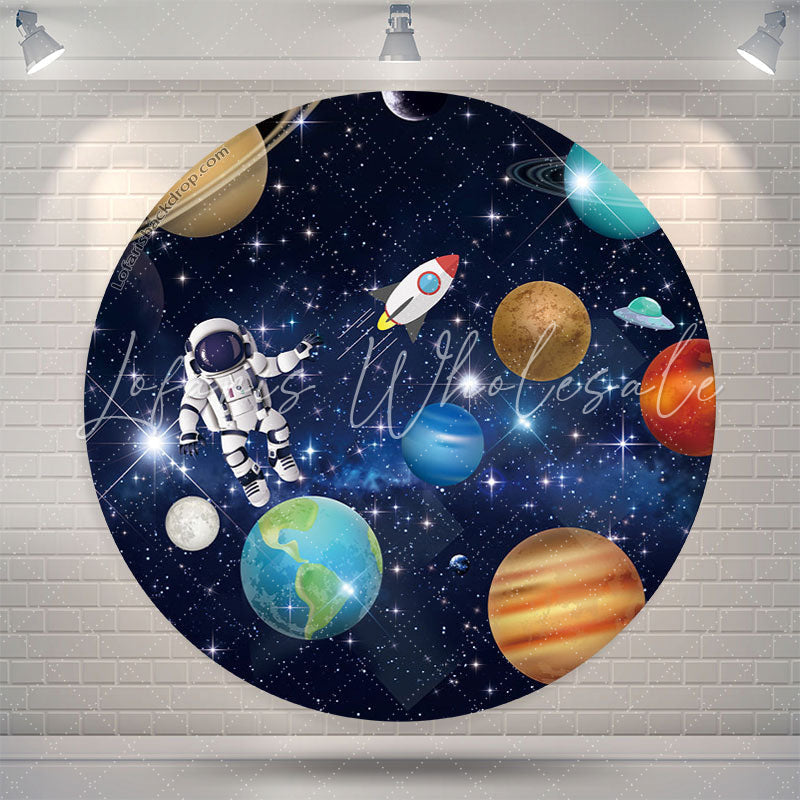 Lofaris Space Astronaut Birthday Round Backdrop For Boy
