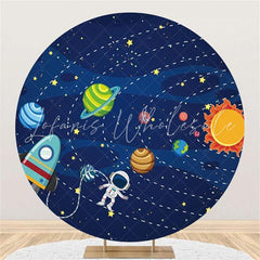 Lofaris Space Stars Circle Happy Birthday Backdrop For Boy