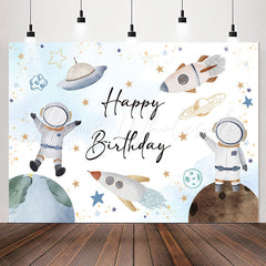 Lofaris Spacecraft Astronaut Planet Happy Birthday Backdrop