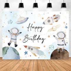 Lofaris Spacecraft Astronaut Planet Happy Birthday Backdrop
