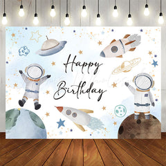 Lofaris Spacecraft Astronaut Planet Happy Birthday Backdrop