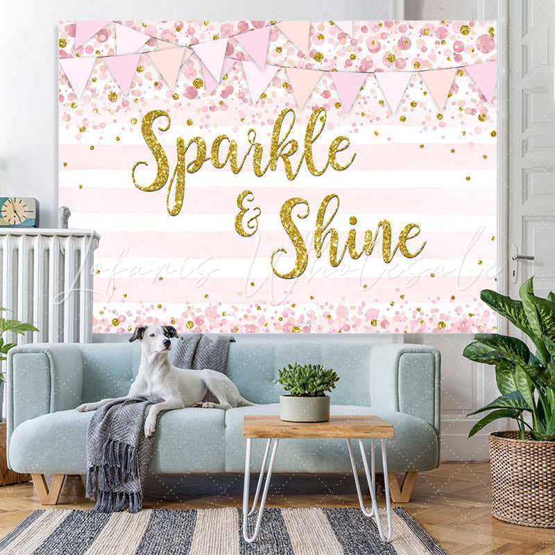 Lofaris Spaikle and Shine Pink stripe Bokeh Bakcdrop for Girl