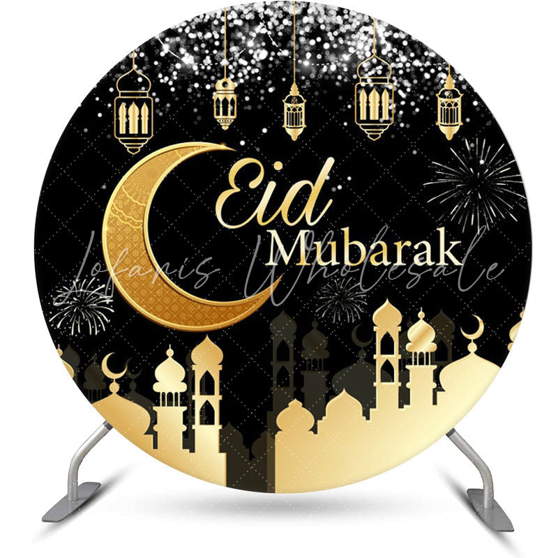 Lofaris Spark Gold Dome Black Circle Backrop For Eid Mubarak