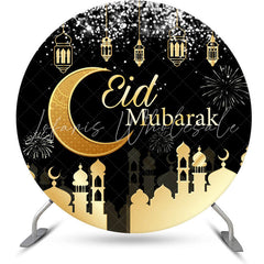Lofaris Spark Gold Dome Black Circle Backrop For Eid Mubarak