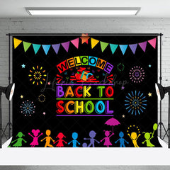 Lofaris Sparkle Chidren Black Welcome Back To School Backdrop