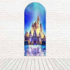 Sparkle Disney Castle Magic Pink Glow Arch Backdrop For Princess Day