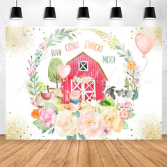 Lofaris Sparkle Floral Wooden House Animal Birthday Backdrop