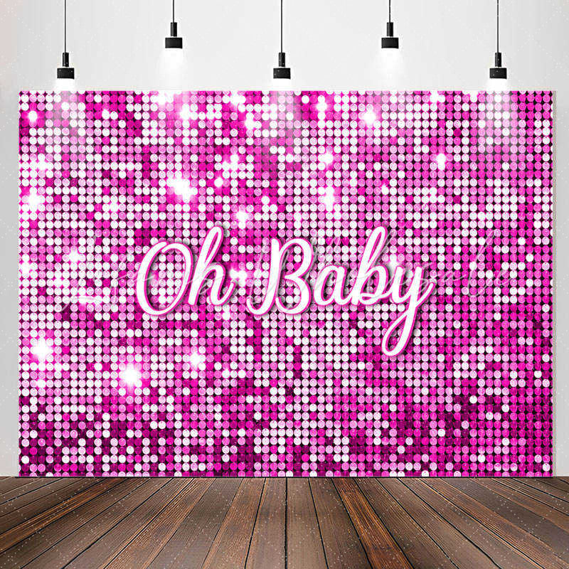 Lofaris Sparkle Pink Sequin Girl Simple Baby Shower Backdrop