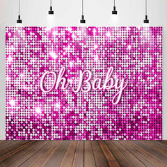 Lofaris Sparkle Pink Sequin Girl Simple Baby Shower Backdrop