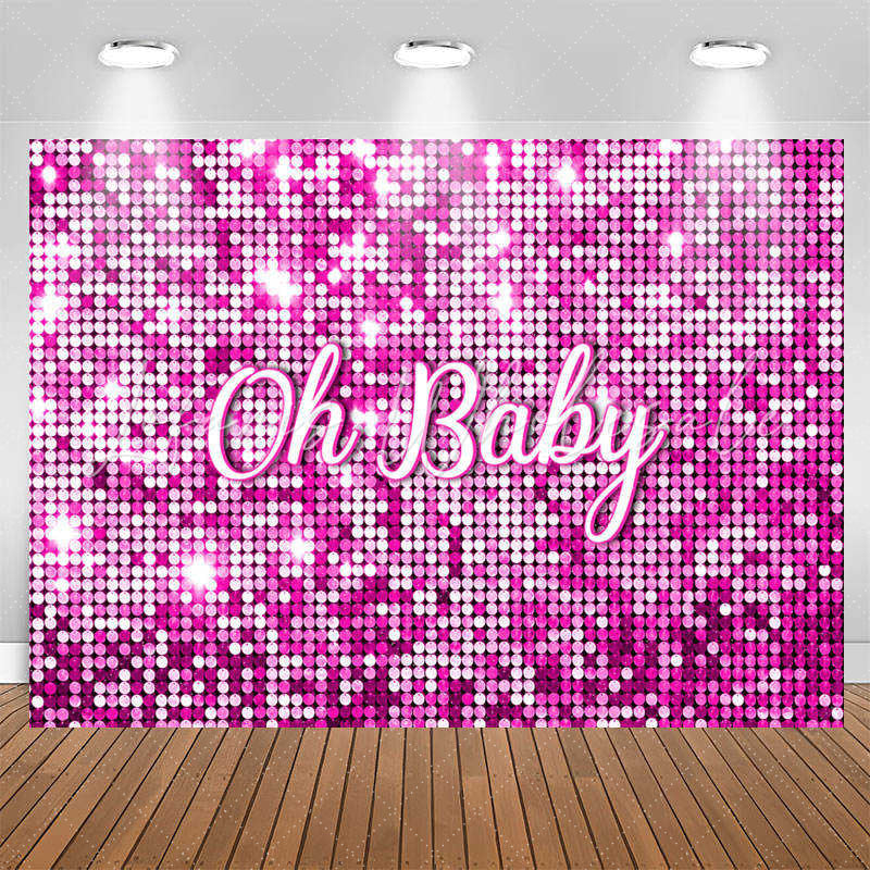 Lofaris Sparkle Pink Sequin Girl Simple Baby Shower Backdrop