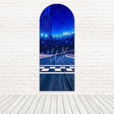 Sparkle Racing Track Theme Arch Backdrop for Exciting Event Celebrations