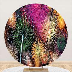 Lofaris Fireworks Circle Happy Birthday Backdrop For Party