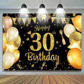 Lofaris Sparkles Golden Balloon 30th Happy Birthday Backdrop