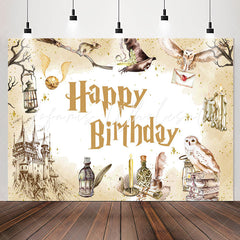Lofaris Sparkling Castle Owl Magic Theme Birthday Backdrop