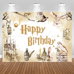 Lofaris Sparkling Castle Owl Magic Theme Birthday Backdrop